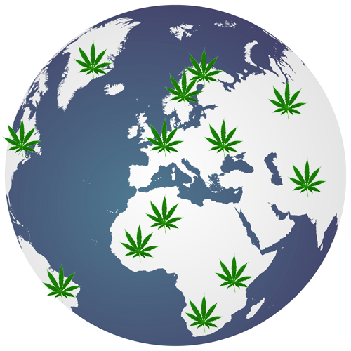 El globo terráqueo del cannabis medicinal