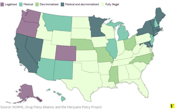 Mapa marihuana en EE.UU